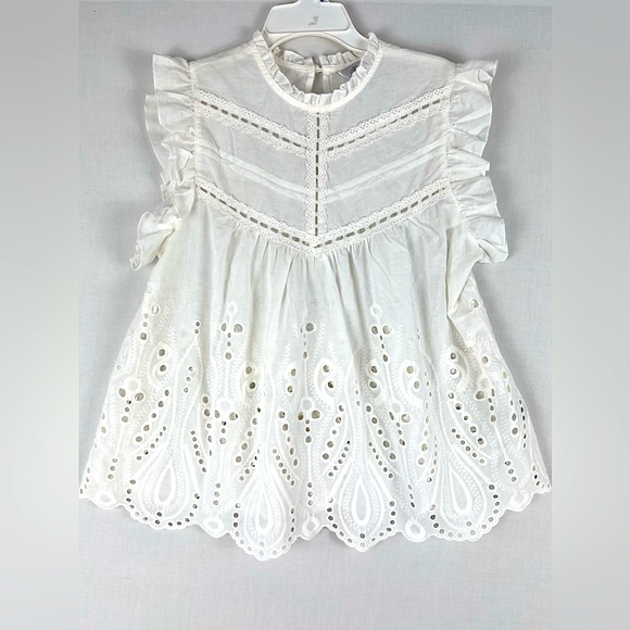 Honey & T Women’s White Lace Floral Blouse Size Medium - Picture 1 of 3